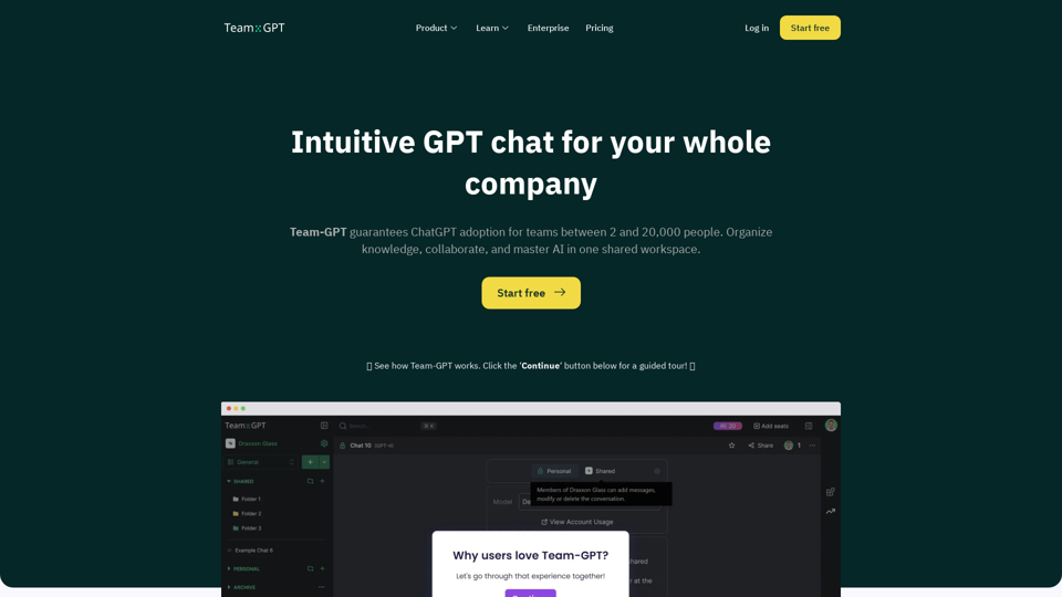 Enterprise AI software for teams between 2 and 20,000 | Team-GPT