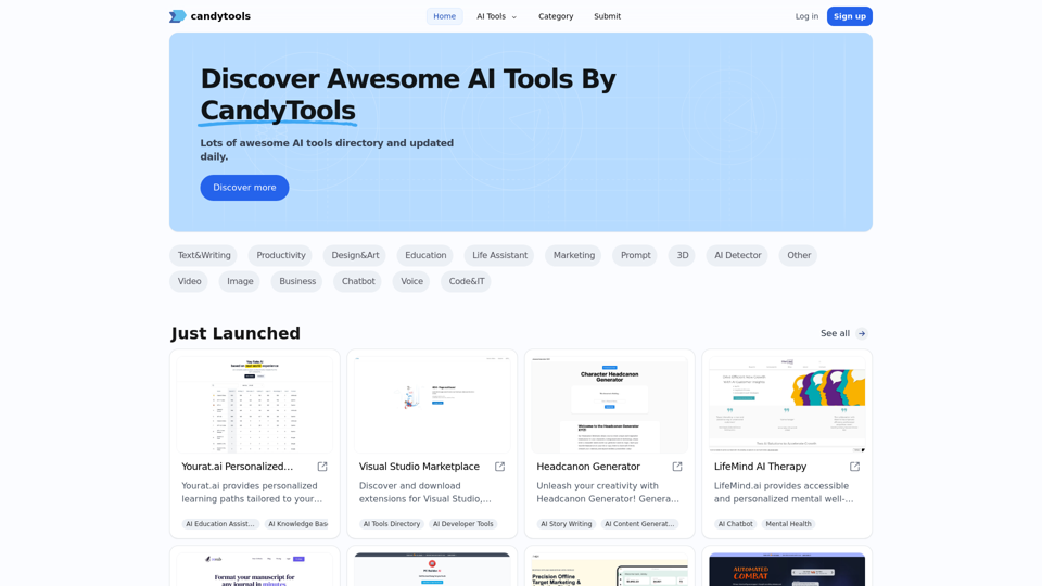 Candytools IA IA : Répertoire impressionnant des outils d'IA & Liste des outils d'IA