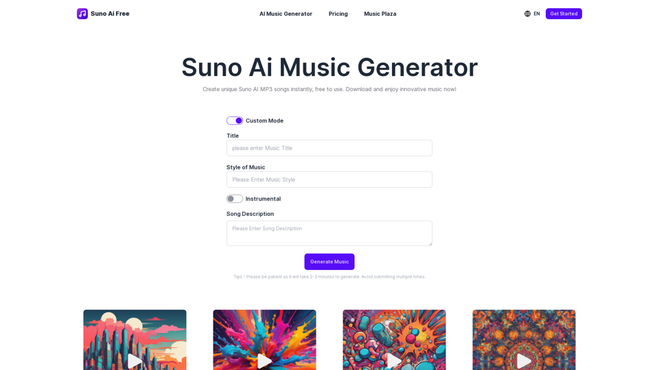 Suno Ai Free: Free Suno AI Music Generator by SunoAI