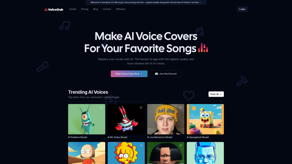 VoiceDub | Make AI Voice Covers