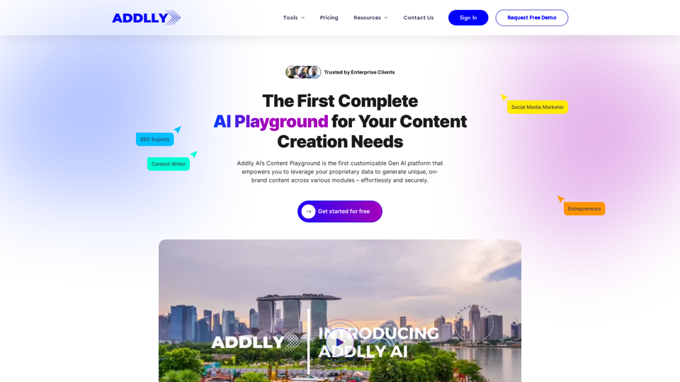 Addlly AI: 1st Complete AI Playground for Content Creation