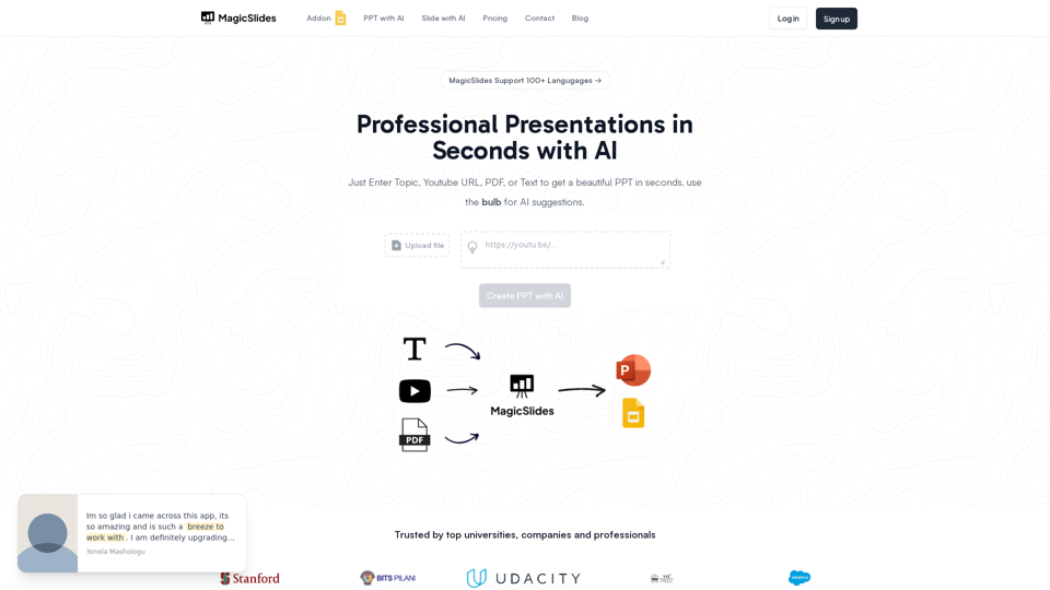 AI Presentation Maker - Presentation from Topic, YouTube, PDF, URL with AI