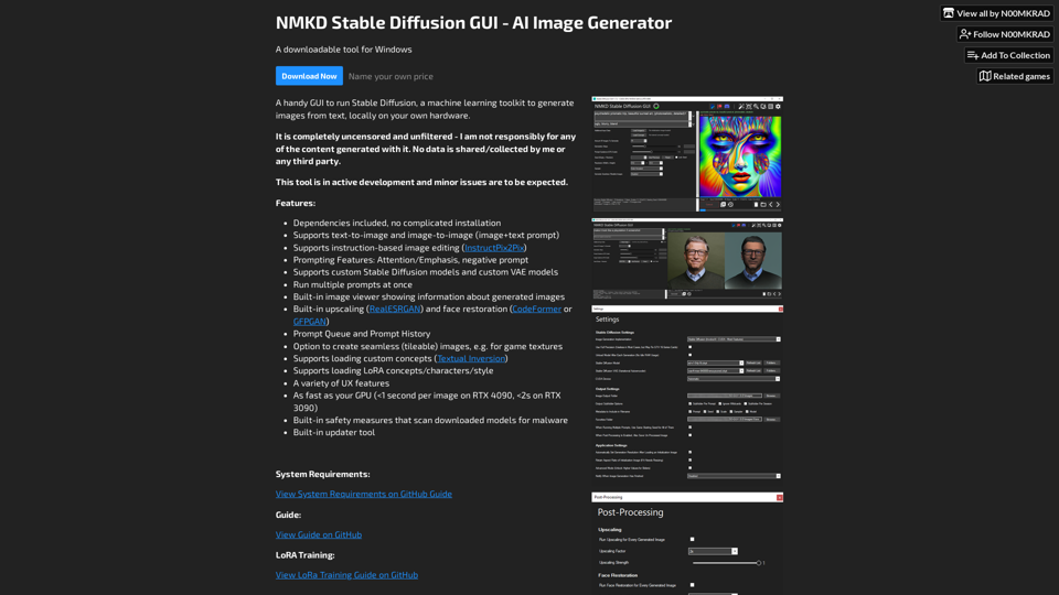 NMKD Stable Diffusion GUI - AI Image Generator by N00MKRAD