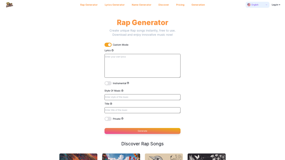 Rap Generator - A Free Rap Maker to Generate Rap Lyrics And Songs By AI