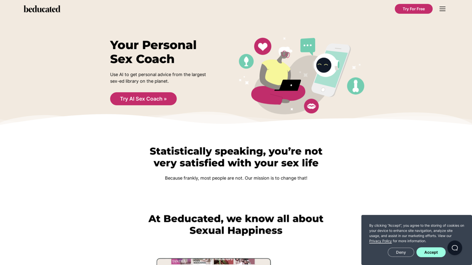 Beducated.com: Entrenador sexual de IA y educación sobre intimidad en línea con Beducated