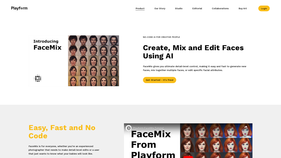 Unlimited Free Face Mix AI Generator - Playform - AI Art Generative Platform for Artists and Creative People. Free, Unlimited, Easy.