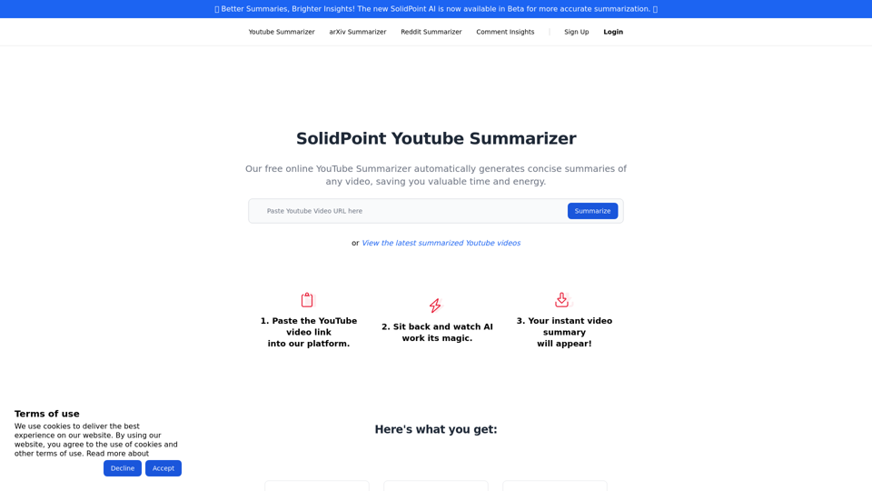 SolidPoint | AI-Powered Youtube Summarizer