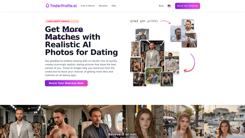 Tinderprofile.ai:Best Tinder Profile Generator and AI Matchmaker for Online Dating Success
