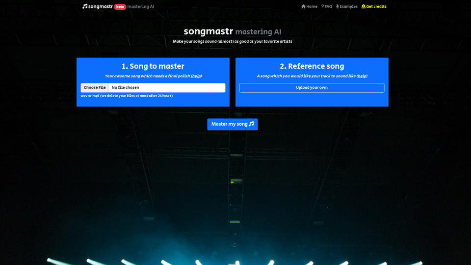 Automatic Song Mastering Service | Songmastr | 7 Free Tracks Weekly