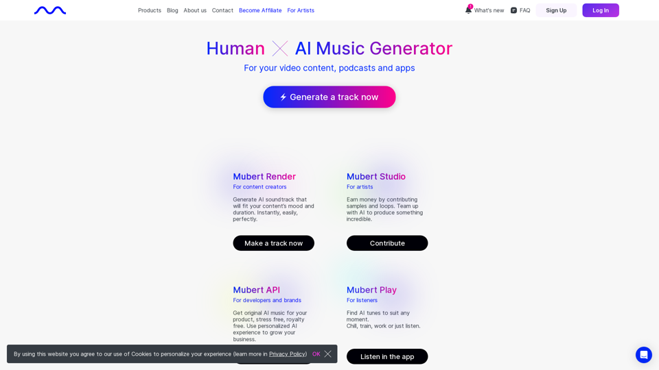Mubert: Royalty-Free Music Tracks for Streaming, Videos, Podcasts