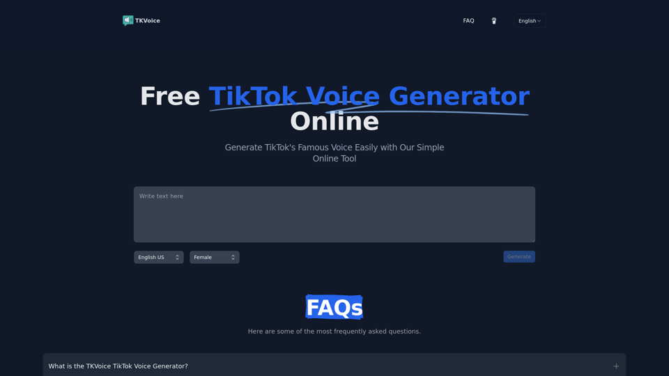 Free TikTok Voice Generator: Online Text to Voice Tool - TKVoice