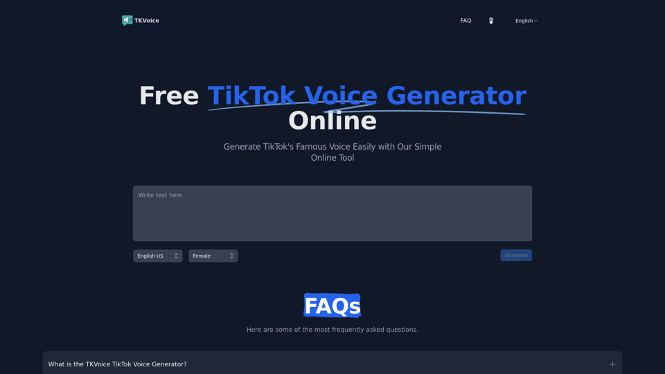 TKVoice - Free TikTok Voice Generator: TikTok Text to Speech