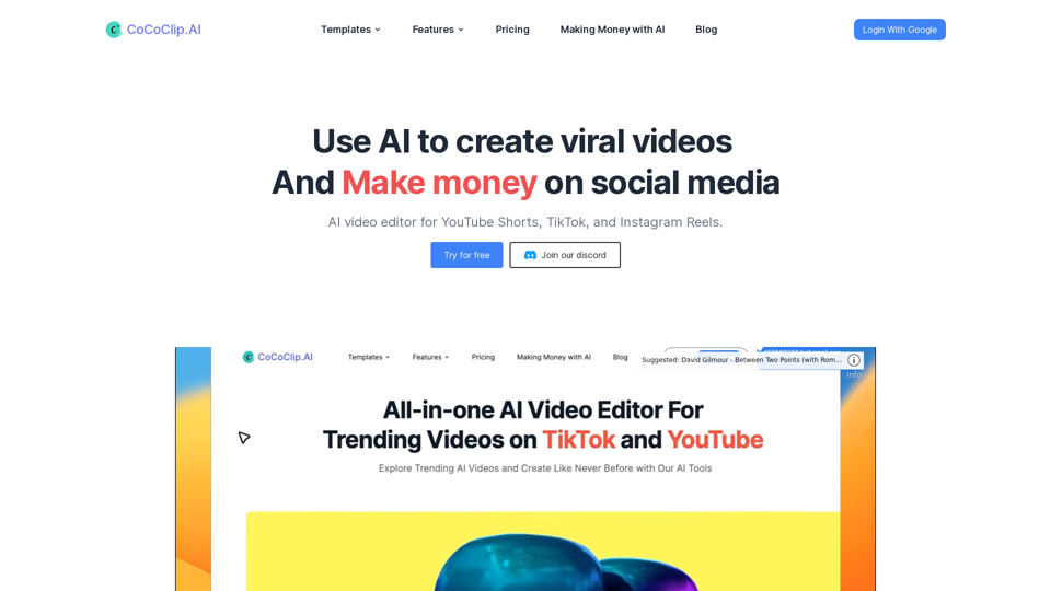 AI Video Editor | CoCoClip.AI | Social Media Videos | Text To Video