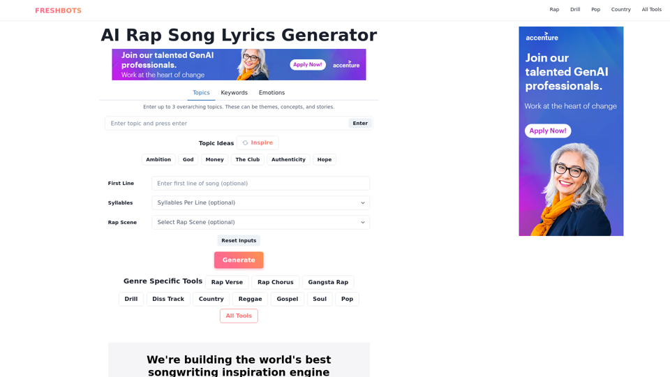 AI Rap Lyrics Generator | Songwriting Inspiration Engine