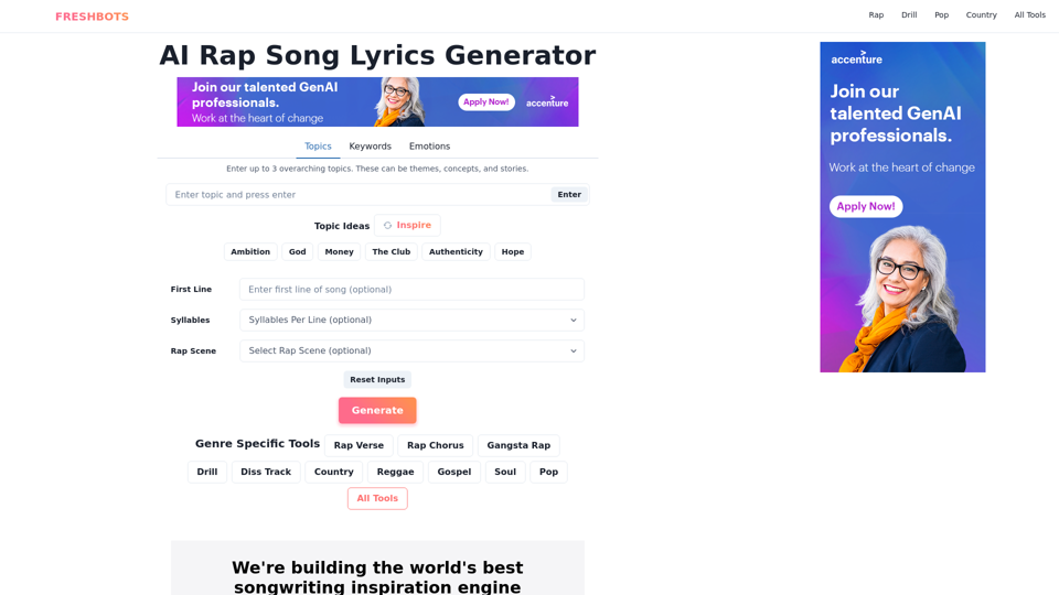 AI Rap Text-Generator | Songwriting Inspiration Engine