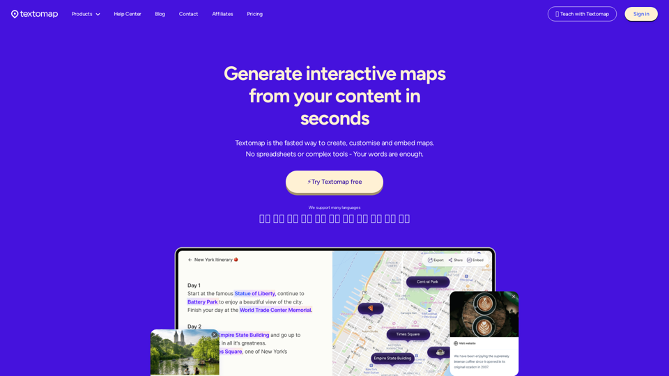 Textomap: Convert Text into Interactive Maps Instantly