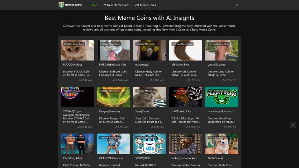 Top Meme Coins with AI Insights - MEME is Game
