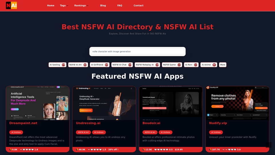 NSFW AIs - Best AI Directory for AI Sexting, AI XXX, AI 19, AI Image