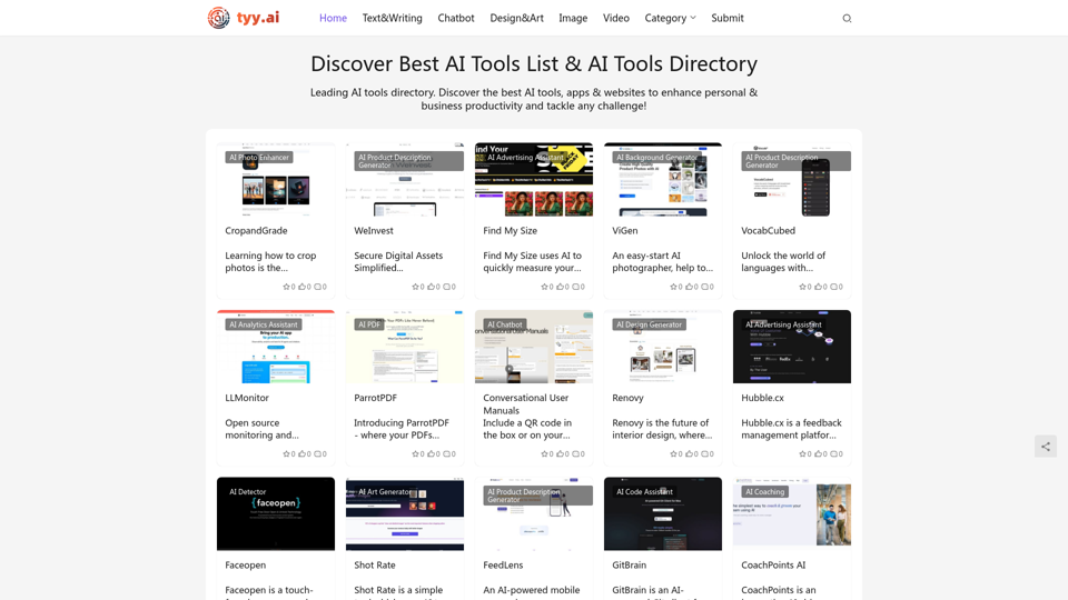 Best AI Tools List & AI Tools Directory - tyy.ai