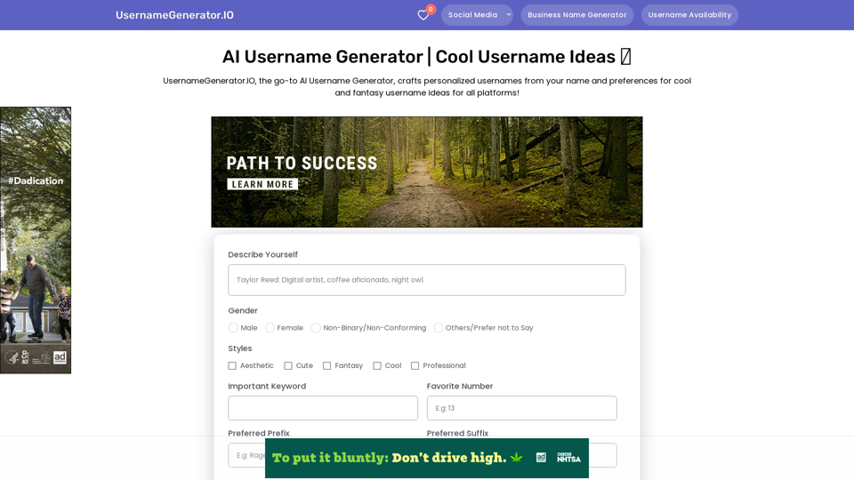 AI Username Generator | Unique Username Suggestions 🌟