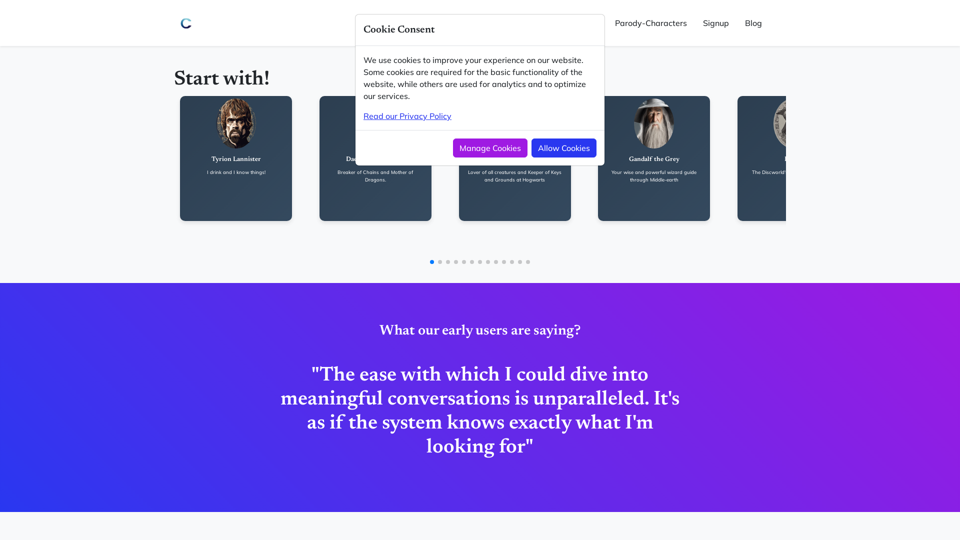 Chatbot AI pour recommander des discussions et des personnages parodiques