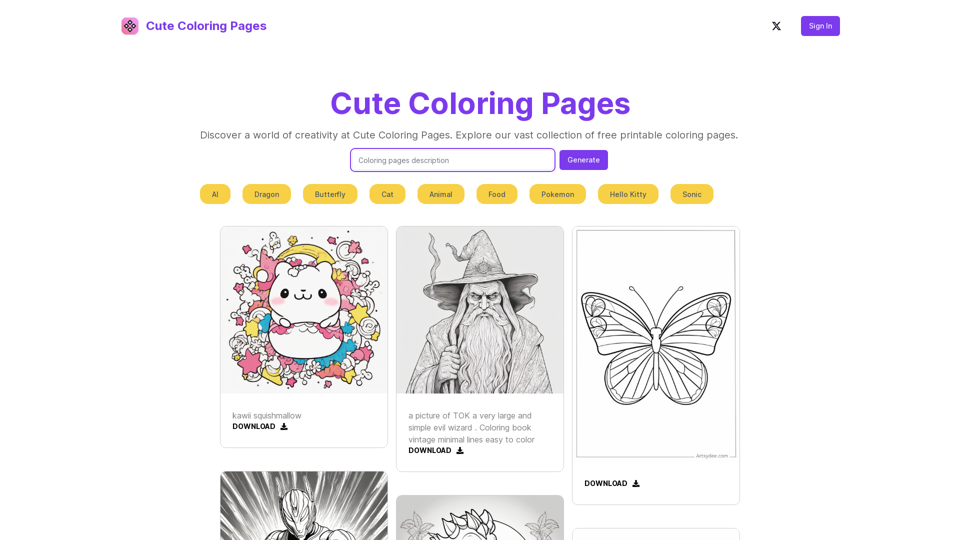 Free Printable Cute Coloring Pages for Kids - Kawaii Images & Coloring Sheets