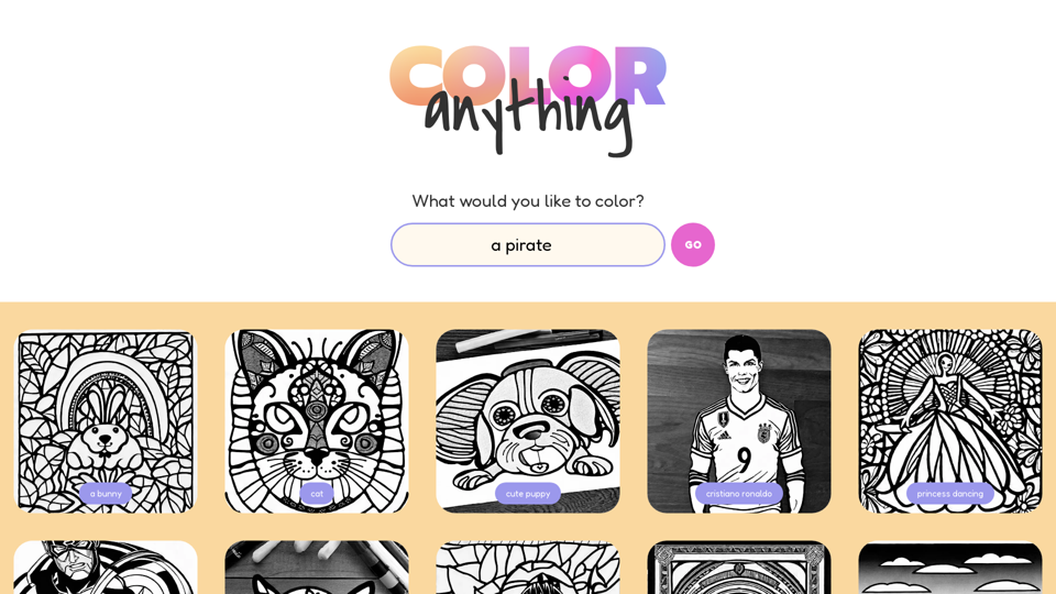 Color-Anything.com: Páginas para colorear de IA y páginas para colorear en línea