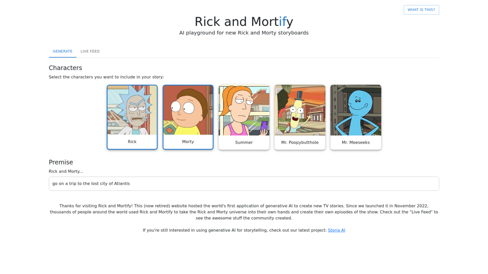 Explore Rick and Mortify: AI Playground for Rick and Morty Fans