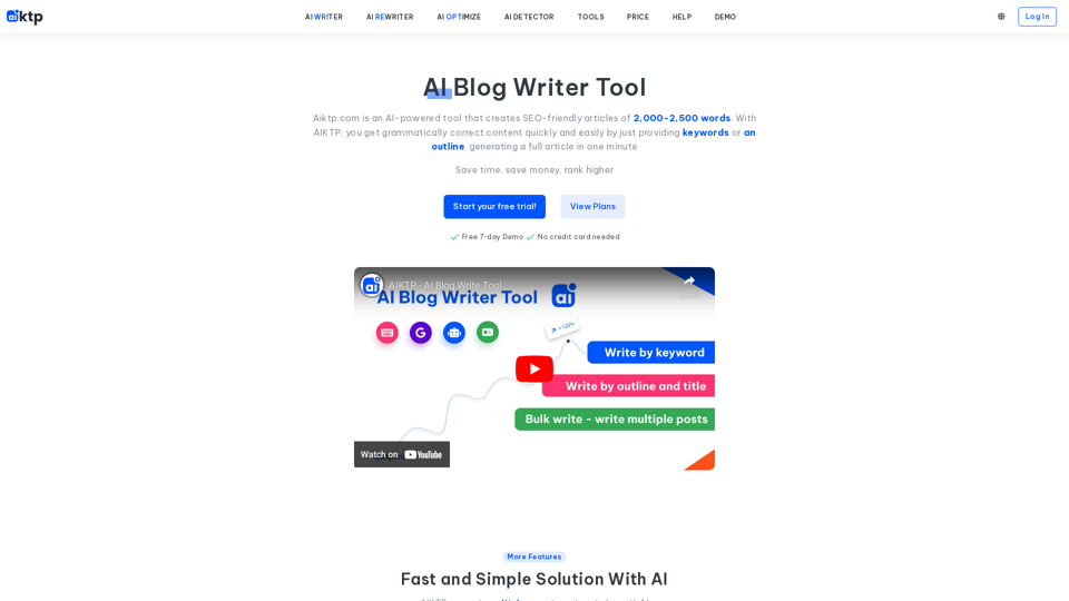 AI Blog Writer Tool - Generate Content with Keywords & Outlines
