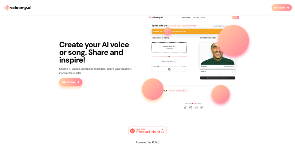 Create, Share and Inspire with AI Voice and Song | Voicemy.ai