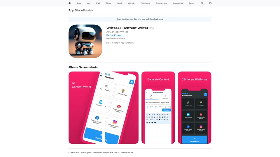 WriterAI: Content Writer App for Apple Devices
