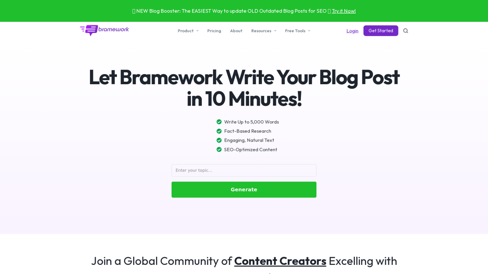 Bramework: AI Writer for 5X Faster Blogging