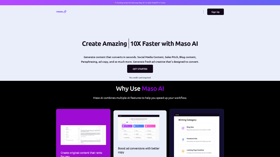Steigern Sie Ihre Inhaltskreation mit Maso AI - 10x schnelleres KI-Tool