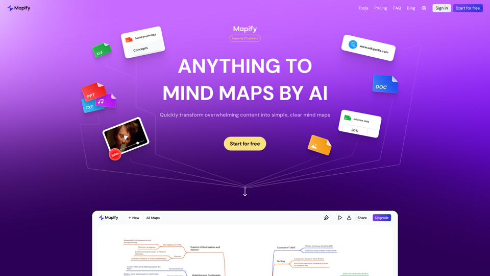Mapify: Transform anything to mind maps by AI, formerly Chatmind