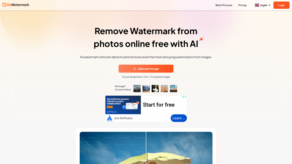 Remove watermark from images, AI watermark remover | Dewatermark
