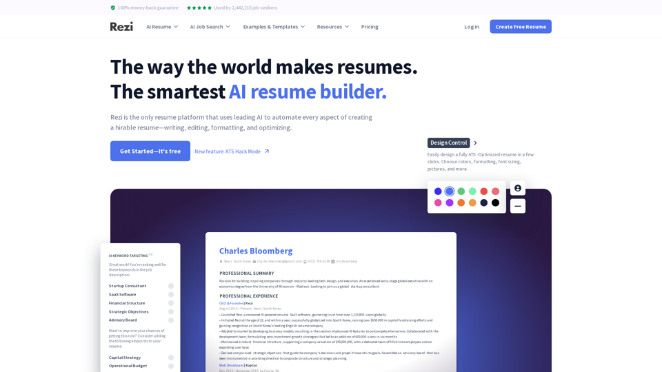 Rezi - The Leading AI Resume Builder trusted by 2,359,071 users