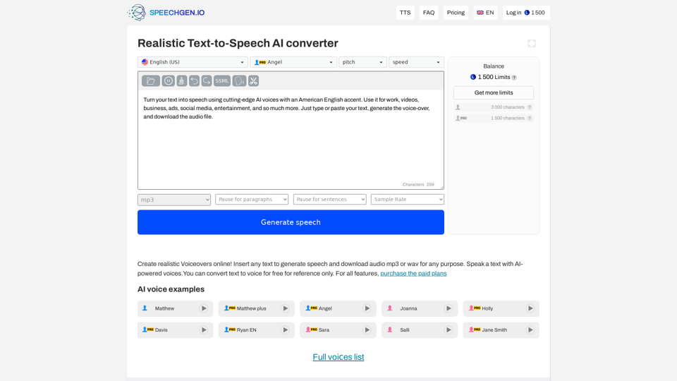 Realistic Text to Speech converter & AI Voice generator