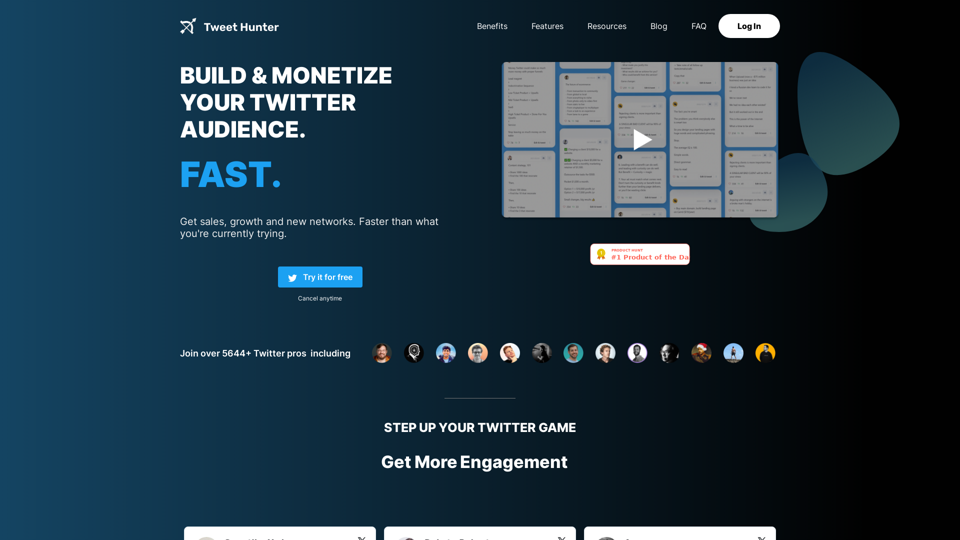 Tweet Hunter | Get More Twitter Followers | Tweets, Threads, Scheduler, Analytics