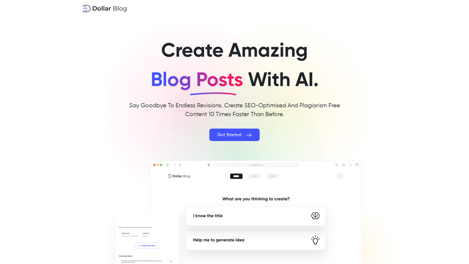 Créez des articles de blog incroyables 10 fois plus rapidement avec Dollar Blog AI