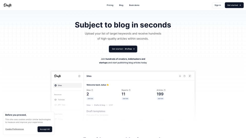 Drafts AI: Create SEO-Optimized Articles Instantly
