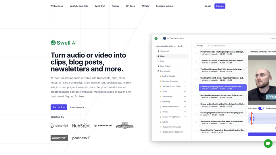 Swell AI | Repurpose Audio and Video Content with AI Technology