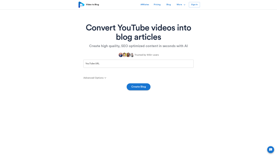 Convert Videos to Blog Articles with AI | VideoToBlog