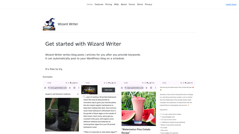 Wizard Writer - GreenRobot Blog Posts, Articles, Keywords & More