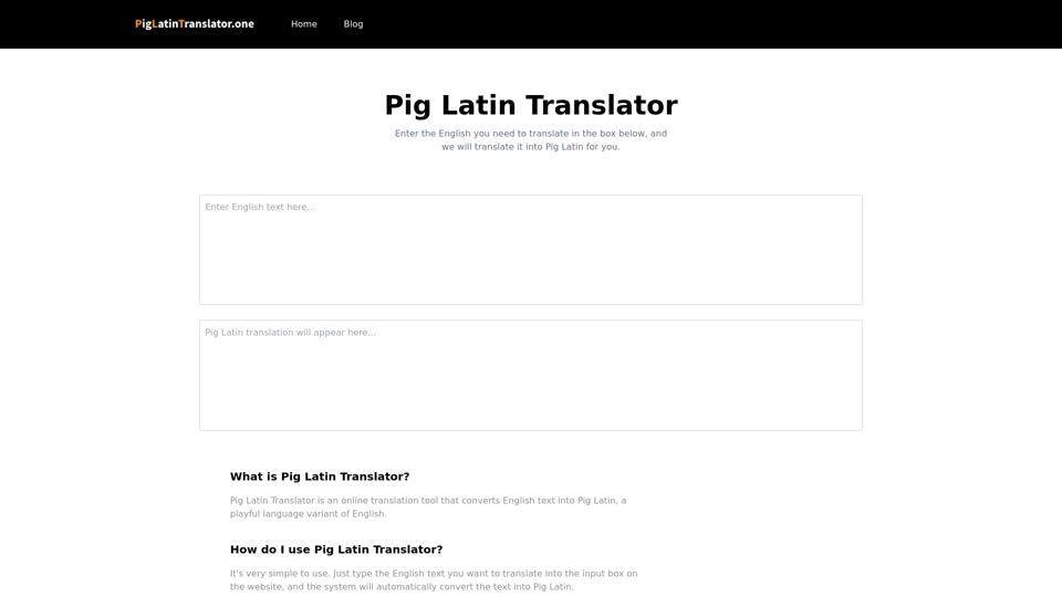 Pig Latin Converter - Transform English into Pig Latin on the Web