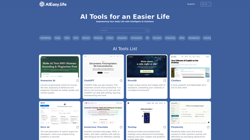 AIEasy.life AI tool directory - 特点