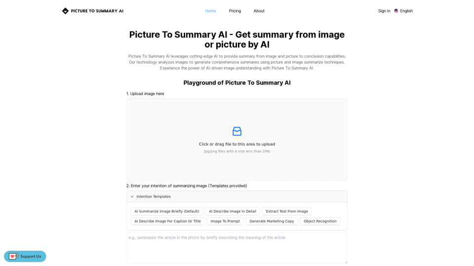 Picture To Summary AI - Generate Image Summaries with AI Technology