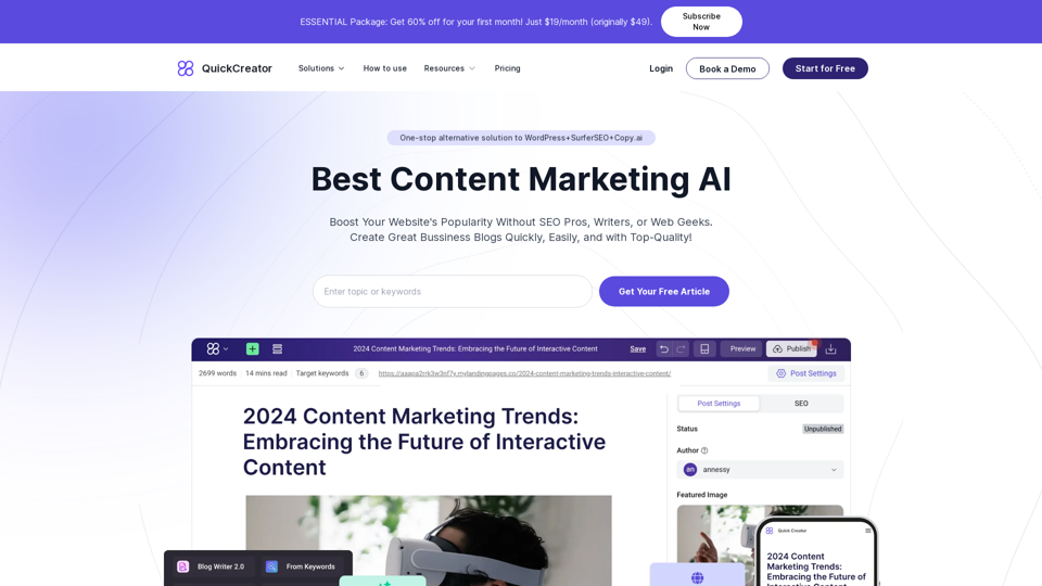 AI Content Marketing Platform | QuickCreator
