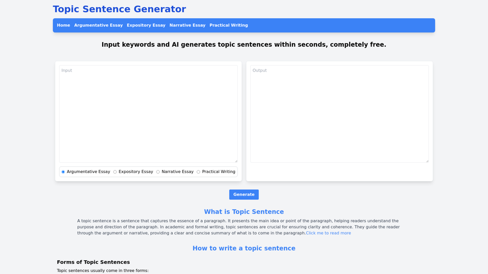 Generate Clear and Powerful Topic Sentences with AI Writer Tools
