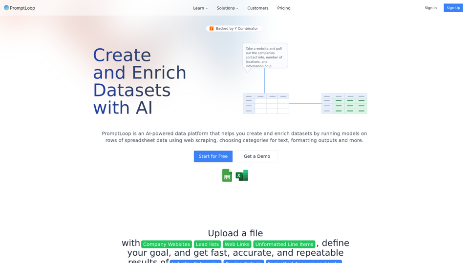 PromptLoop - AI Models for Market Research in Excel and Sheets