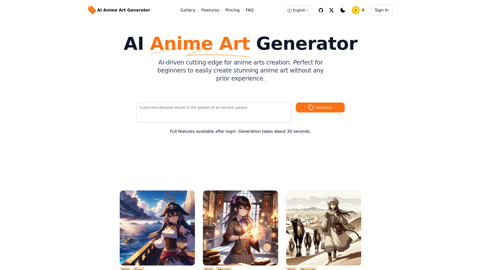 AI Anime Art Generator - Tính Năng